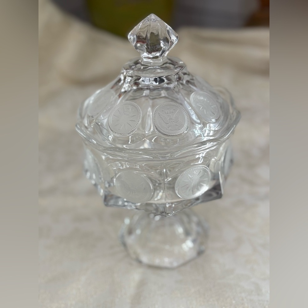 Fostoria Coin Glass Covered Candy Dish
